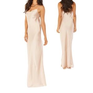 SHOW ME YOUR MUMU Medium Tuscany Maxi Slip Dress‎ Champagne Luxe Satin Cocktail